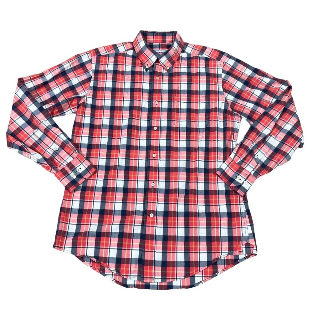 Southern Tide Shirt Mens Medium Red Plaid Classic Fit Long Sleeve Button Down